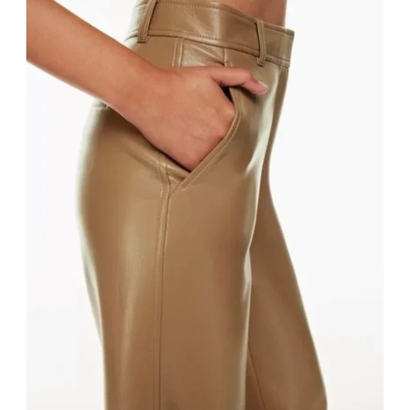 Aritzia Babaton Command Cropped Faux Leather Pant Tan size 4 - Picture 3 of 15